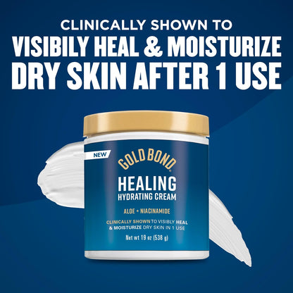 Gold Bond Healing Hydrating Face and Body Cream for Men and Women, Each Jar Delivers 72 Hour Hydration, Formulated with Aloe to Soothe Skin and Niacinamide to Restore Skin's Moisture Barrier, 19 oz.
