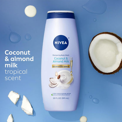 NIVEA Pampering Coconut and Almond Milk Body Wash, 20 FL OZ