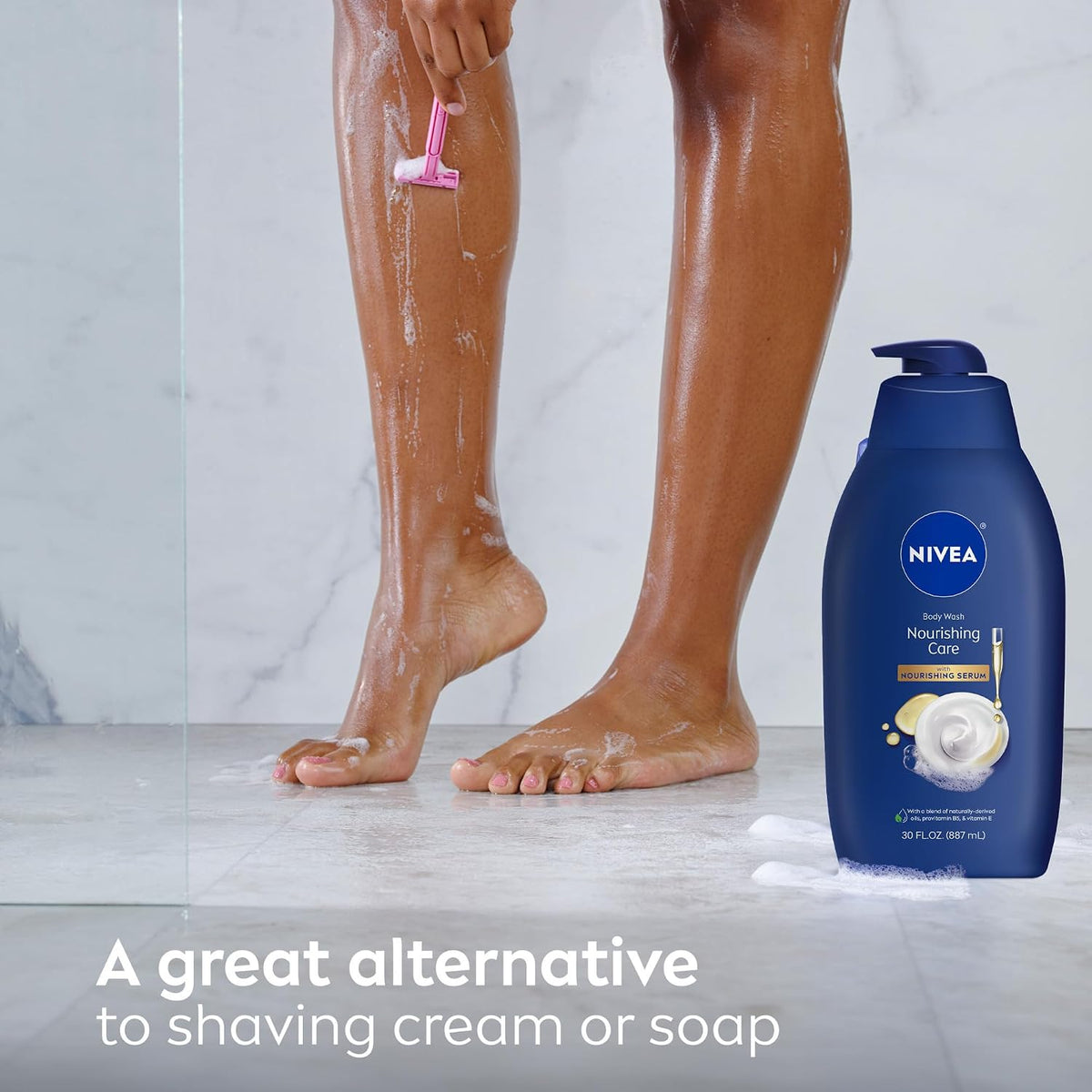 NIVEA Nourishing Care Body Wash with Nourishing Serum, 30 Fl Oz (Pack of 6)