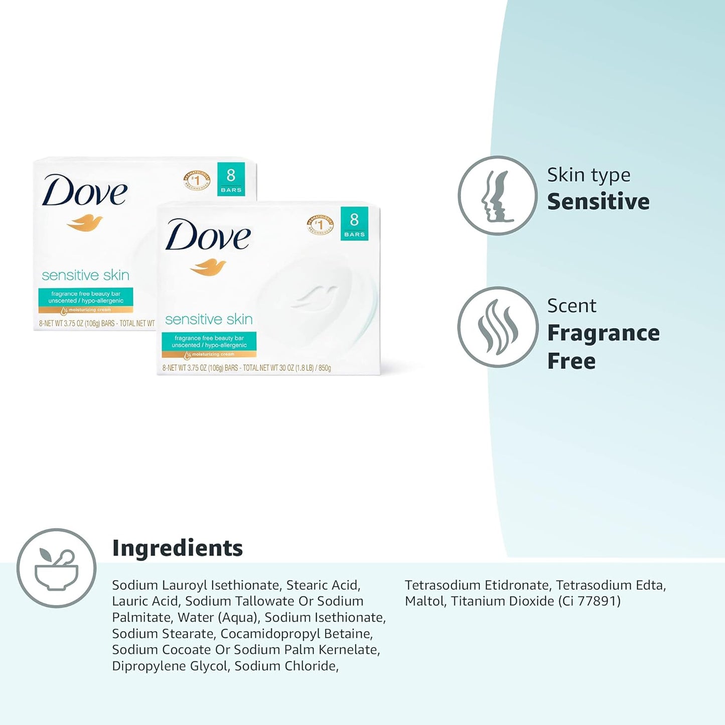 Dove Beauty Bar Gently Cleanses and Nourishes Sensitive Skin Effectively Washes Away Bacteria While Nourishing Your Skin 3.75 oz 16 Bars