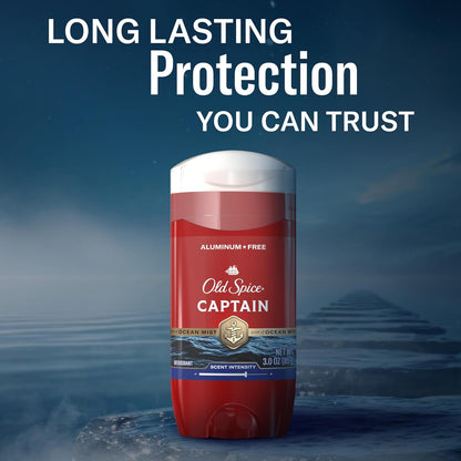 Old Spice Aluminum Free Deodorant for Men, 24/7 Odor Protection & Signature Scent Control, 24/7 Freshness & Lasting Scent, Captain with Bergamot Scent, 3.0 oz (Pack of 2)