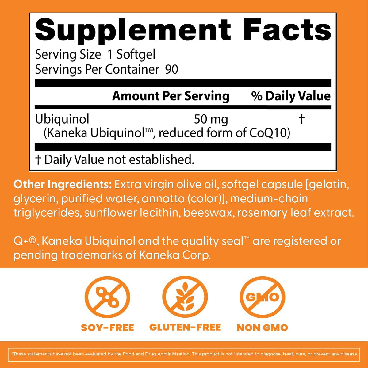Doctor's Best Kaneka Ubiquinol 50 mg Supplement, Non GMO, 90 Softgels