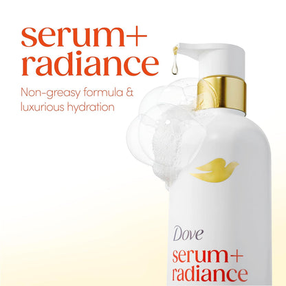 Dove Serum+ Shower Oil Body Wash Radiance, Jojoba & Monoi Flower, 15.3 fl oz I Hydrating shower oil body wash with glycerin serum for soft, radiant skin without greasy residue.