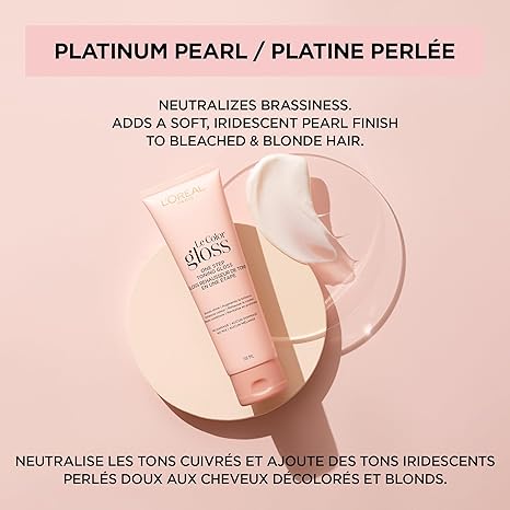L’Oreal Paris Le Color Gloss One Step In-Shower Toning Hair Gloss for Bleached Hair, Neutralizes Brass, Conditions & Boosts Shine, Platinum Pearl, 4 Ounce