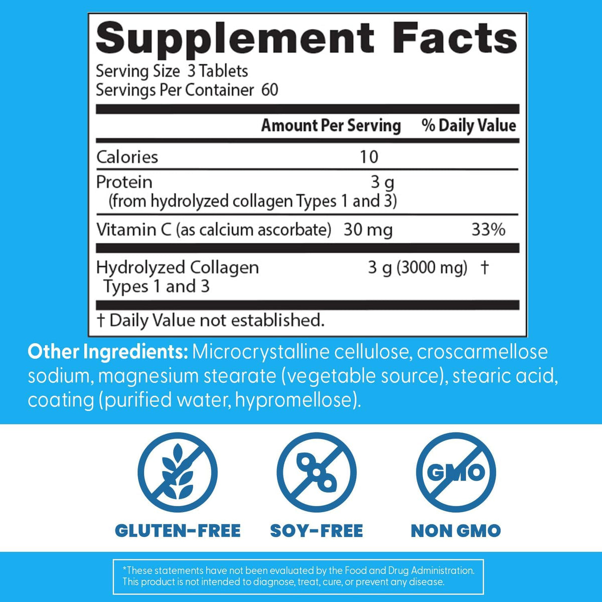 Doctor's Best Collagen Peptides Supplement Types 1 & 3, 180 Tablets
