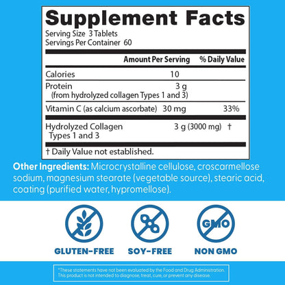 Doctor's Best Collagen Peptides Supplement Types 1 & 3, 180 Tablets
