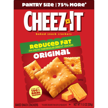 Cheez-It Cheese Crackers, Baked Snack Crackers, Lunch Snacks, Family Size, Reduced Fat Original, 19oz Box (1 Box)