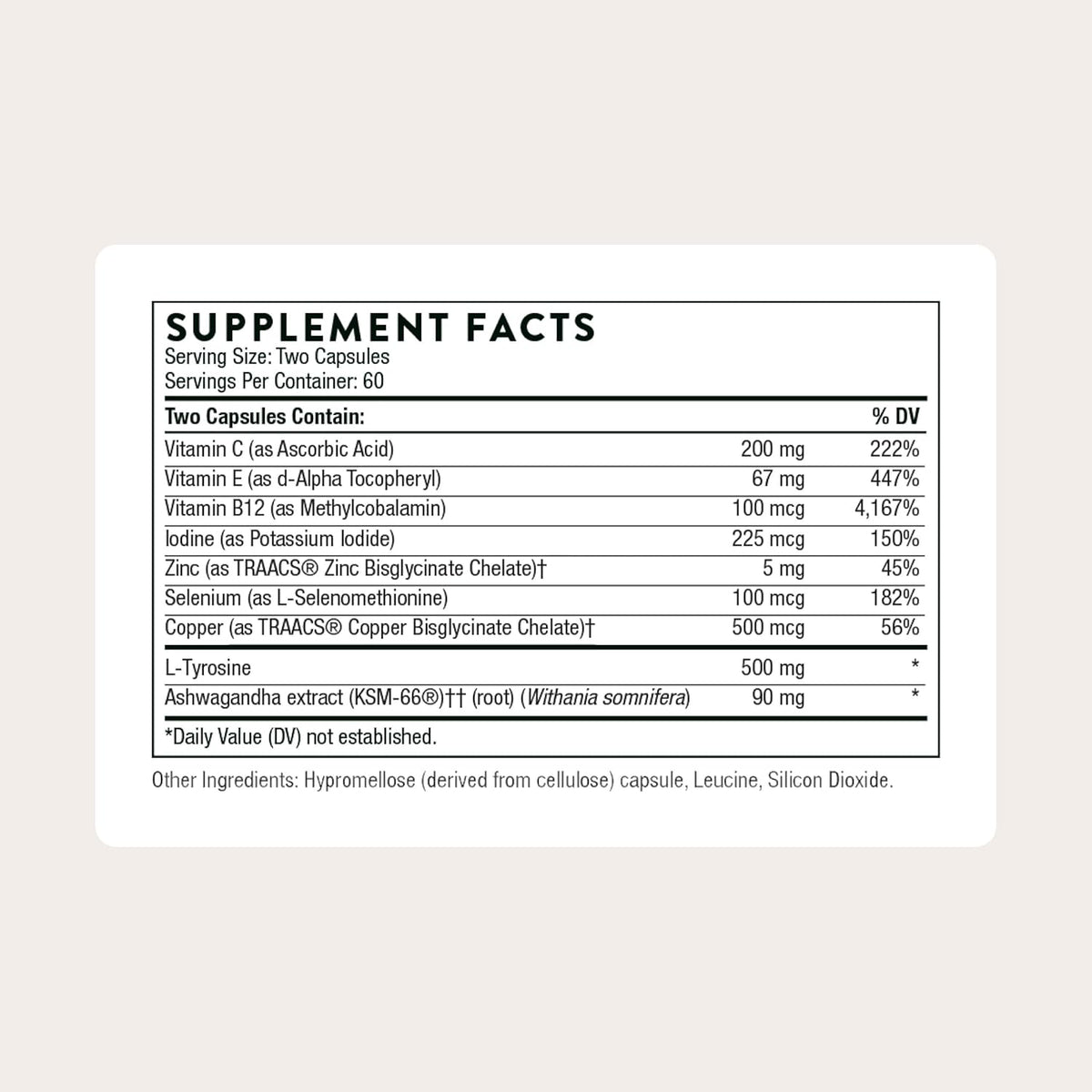 THORNE Thyroid Health Complex, Iodine, L-Tyrosine & Selenium, 120 Capsules