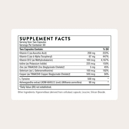 THORNE Thyroid Health Complex, Iodine, L-Tyrosine & Selenium, 120 Capsules