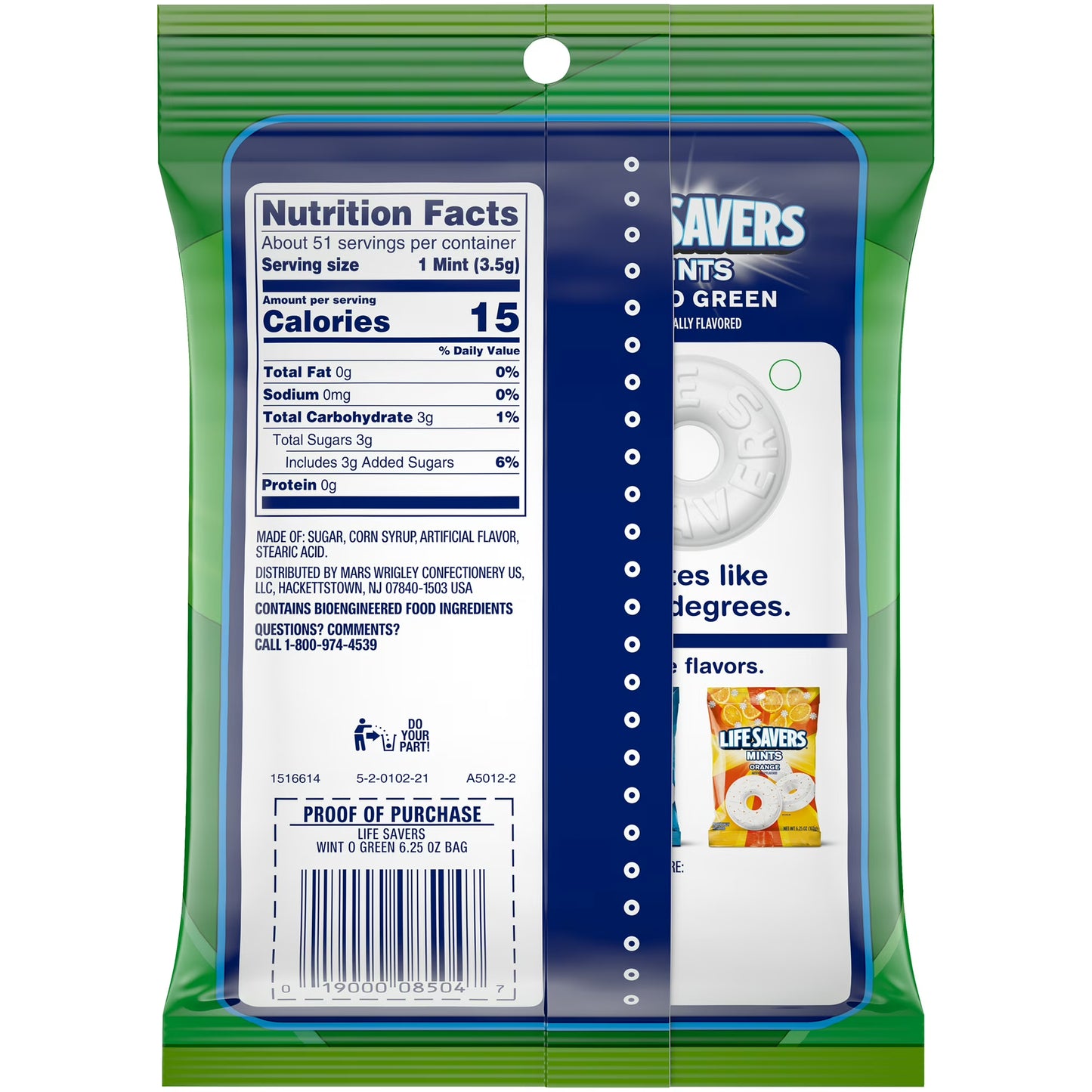Life Savers Wint-O-Green Breath Mints Hard Candy - 6.25 oz Bag
