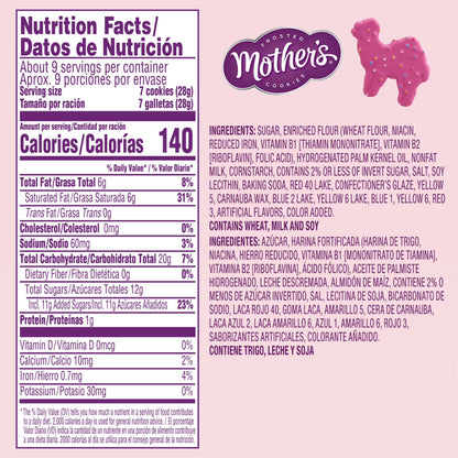 Mother’s Original Circus Animal, Frosted Animal Cookies with Rainbow Sprinkles, 10 packs, 1 oz Each