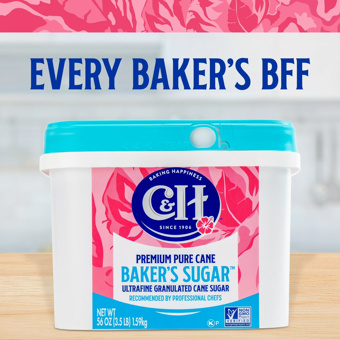 C&H Pure Cane Ultrafine Granulated Baker's Sugar 3.5 lb Tub