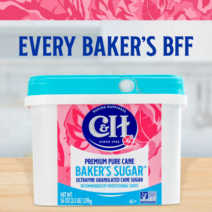 C&H Pure Cane Ultrafine Granulated Baker's Sugar 3.5 lb Tub Pack of 4