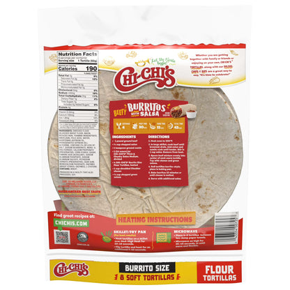 (12 pack) CHI-CHI'S Flour Tortillas Burrito Size, Tortilla Wrap, Shelf-Stable, 17 oz Resealable Package, (8 Tortillas)