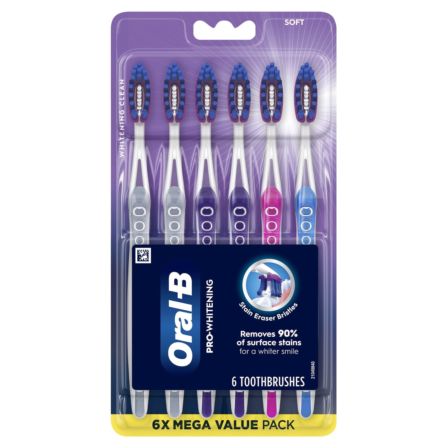 Oral-B Toothbrush Pro Whitening, Soft, 6 Count