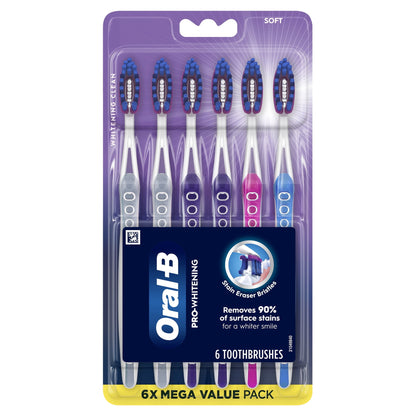 Oral-B Toothbrush Pro Whitening, Soft, 6 Count