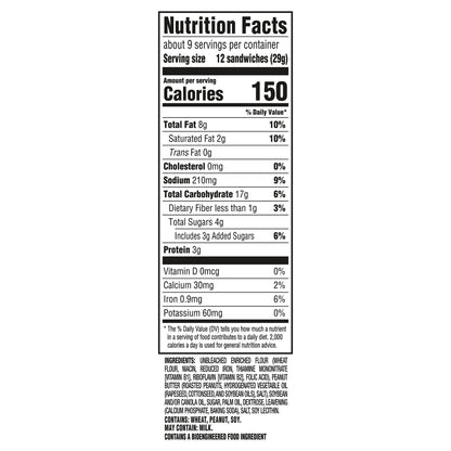 (3 pack) RITZ Bits Peanut Butter Sandwich Crackers, Snacks for Kids and Adults, Lunch Snacks, 8.8 oz