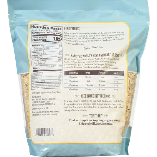 Bob's Red Mill Non-GMO Organic Old Fashioned Rolled Oats 32 oz Bag