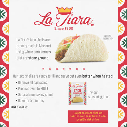 La Tiara Authentic Mexican Yellow Corn Taco Shells, Meal Prep, 18 Count, 3.8 oz
