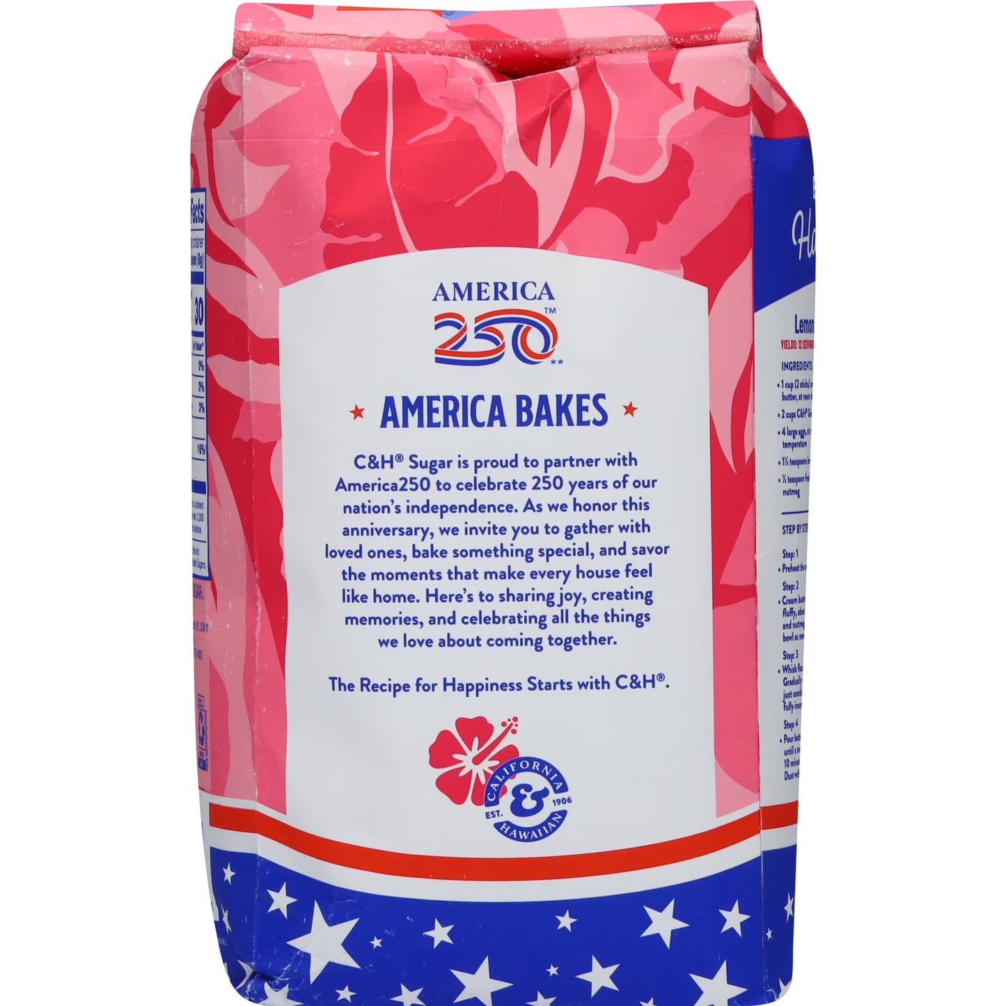 C&H Pure Cane Sugar, 4 lb Bag, Summer Baking, July 4th Desserts, Limited Edition