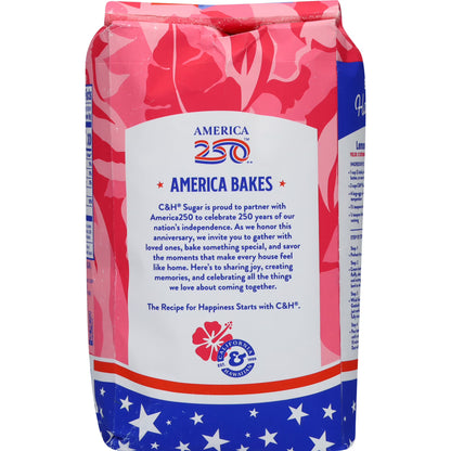 C&H Pure Cane Sugar, 4 lb Bag, Summer Baking, July 4th Desserts, Limited Edition