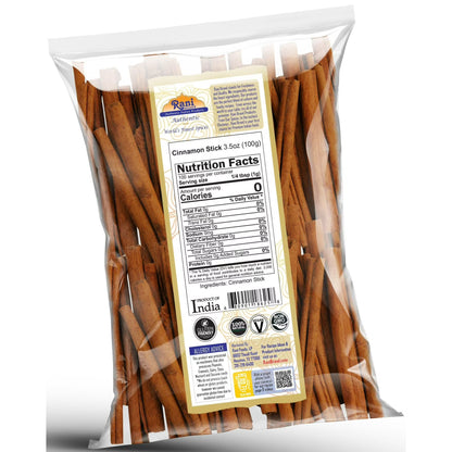 Rani Cinnamon Sticks 3.5oz (100g) - 18-22 Sticks - Strong Aroma, Perfect for Baking, Cooking & Beverages | 3+ Inches Length - Cassia Saigon Cinnamon from Vietnam | Kosher