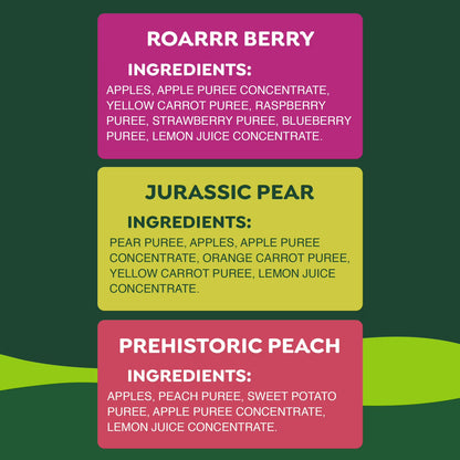 GoGo squeeZ FruitZ & VeggieZ Dino Pear Peach Carrot Applesauce Pouches, 3.2 oz (16 Pack)