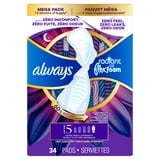 Always Radiant with FlexFoam Pads, Size 5, Extra Heavy Overnight, with Wings, Unscented, 34 Count