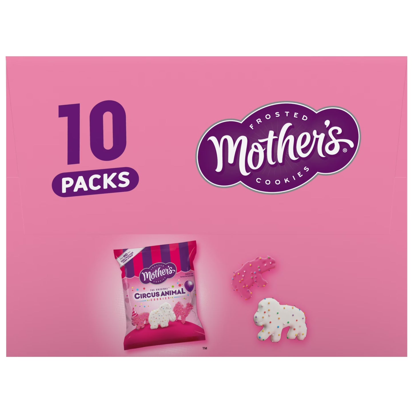 Mother’s Original Circus Animal, Frosted Animal Cookies with Rainbow Sprinkles, 10 packs, 1 oz Each