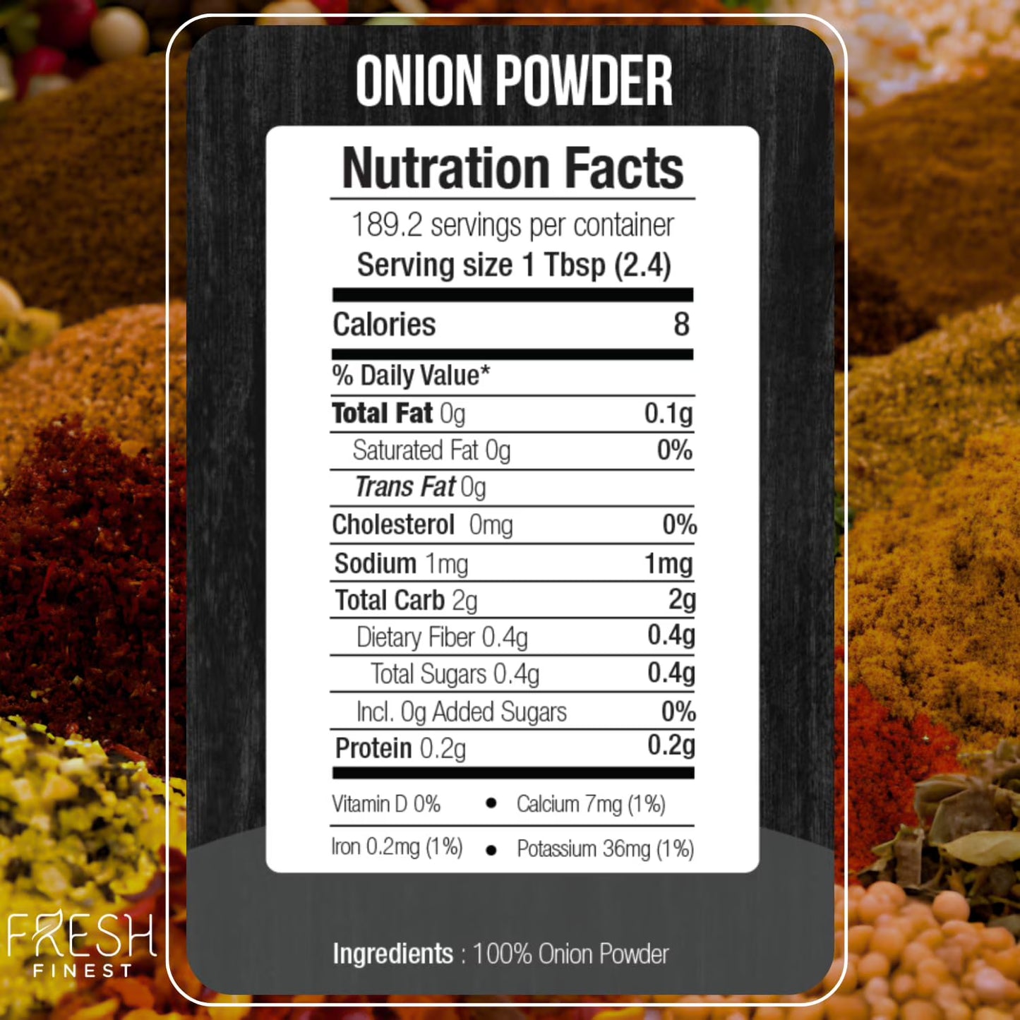 Onion Powder - 16oz (454G) - Premium Ground Onions for Authentic Flavor, Packed in a Durable Container