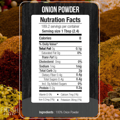 Onion Powder - 16oz (454G) - Premium Ground Onions for Authentic Flavor, Packed in a Durable Container