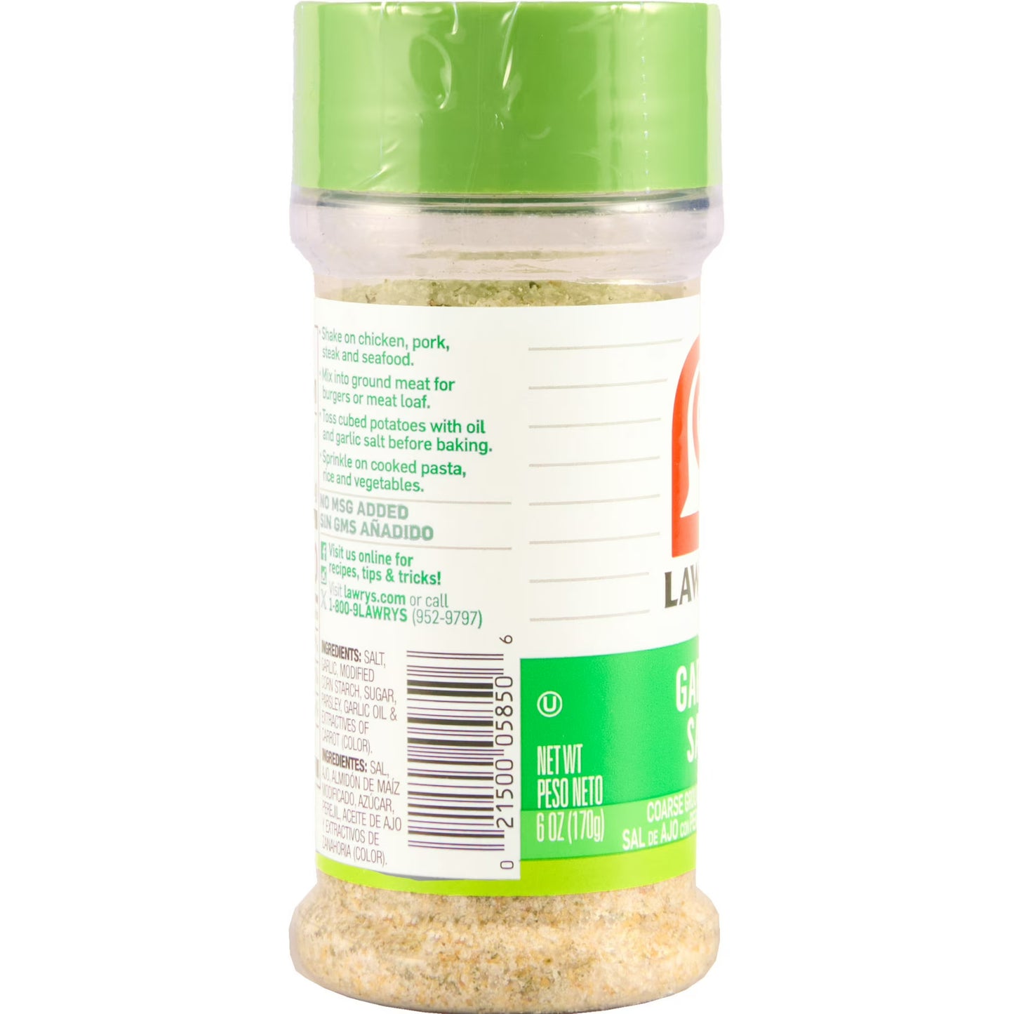 Lawry's Kosher Coarse Ground With Parsley Garlic Salt, 6.0 oz Bottle