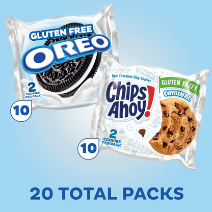 OREO Sandwich Cookies & CHIPS AHOY! Chocolate Chip Cookies Gluten Free Cookies Variety Pack, 20 Snack Packs