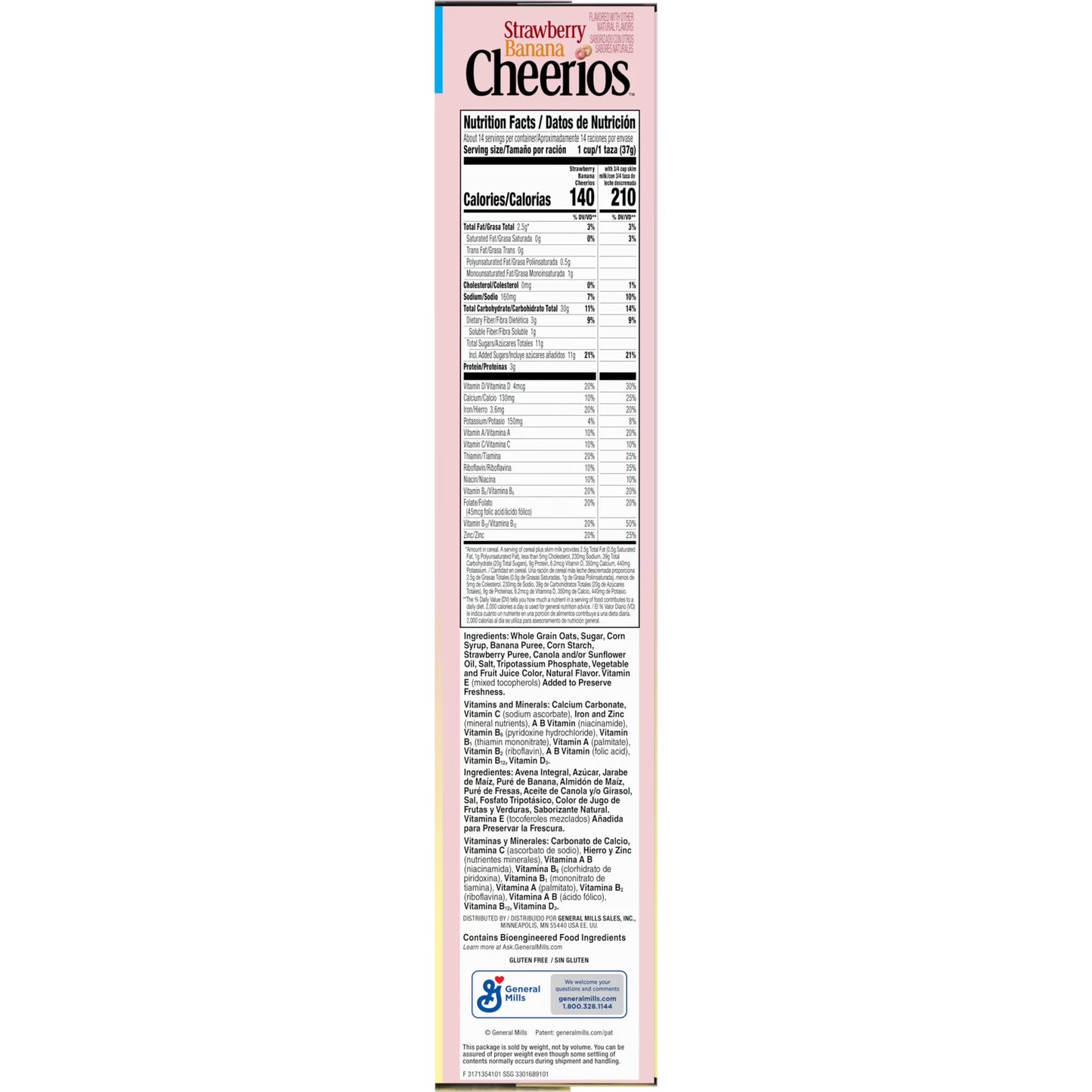 Strawberry Banana Cheerios, Heart Healthy Gluten Free Breakfast Cereal, Family Size, 19 oz
