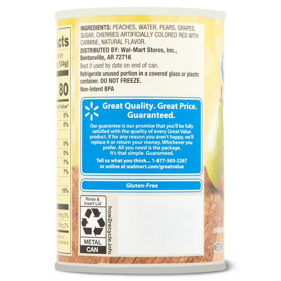 Great Value Light Syrup Extra Cherry Fruit Mix, 15 oz