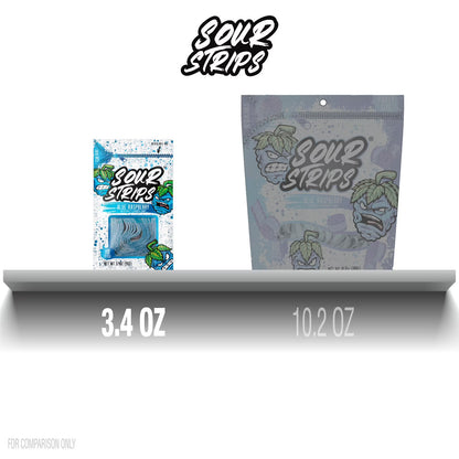Sour Strips Blue Raspberry Flavored Chewy, Sour Candy Bag, 3.4 oz