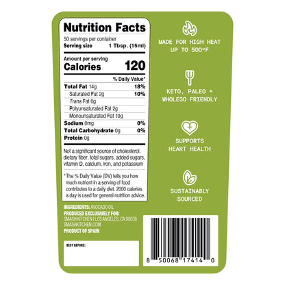 Smash Kitchen 100% Pure Avocado Oil, 16.9 fl oz