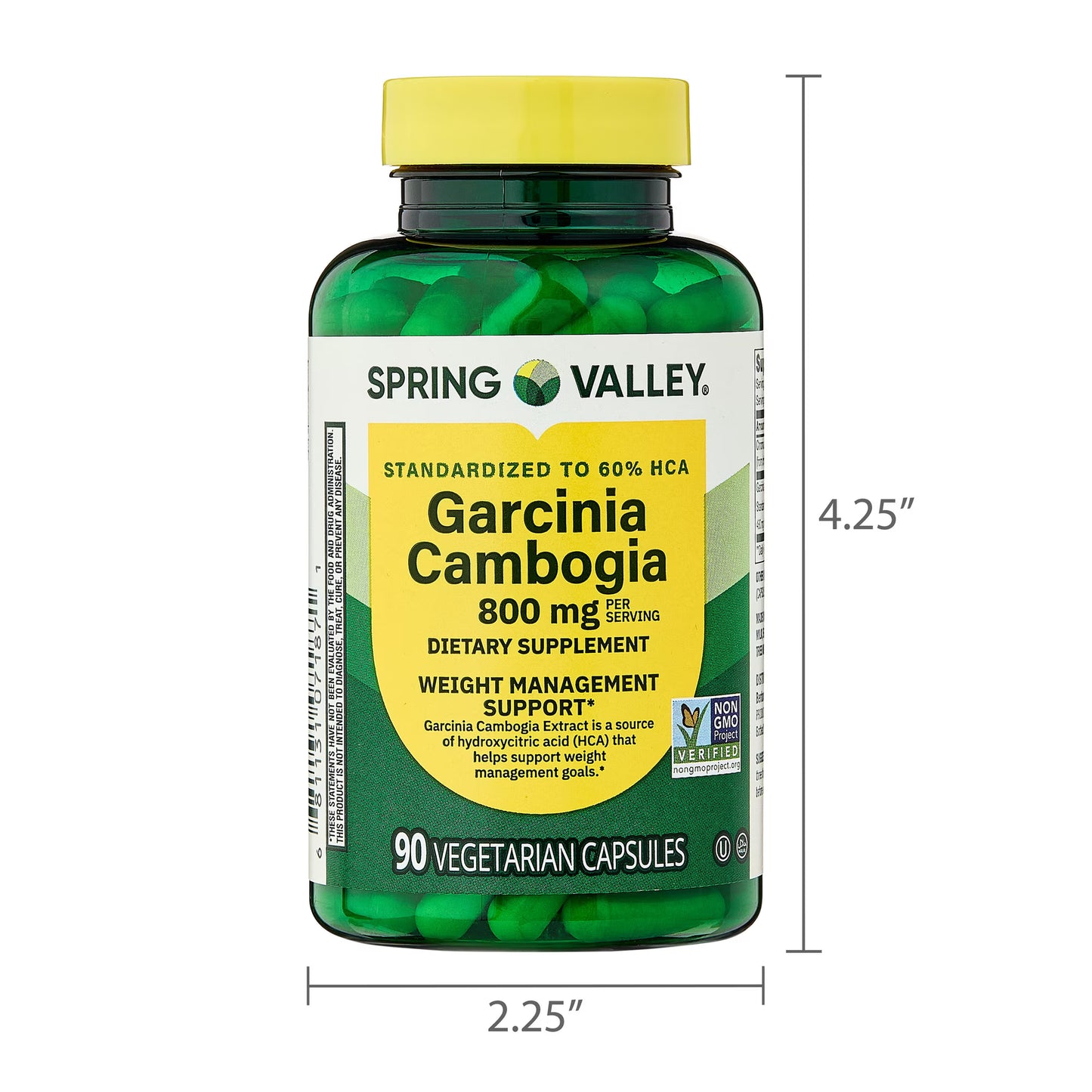 Spring Valley Garcinia Cambogia Dietary Supplement Vegetarian Capsules for Weight Management Support, 800 mg, 90 Count