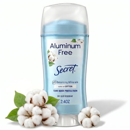 Secret Aluminum Free Women's Deodorant, Solid, Cotton, 2.4 oz