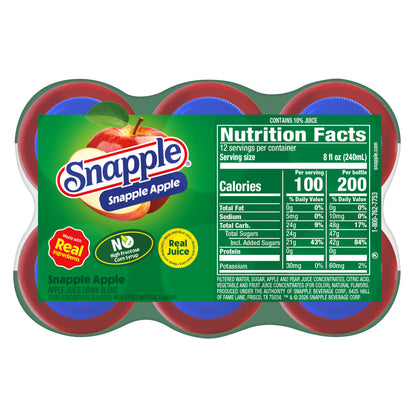 Snapple Apple Juice Drink, 16 fl oz, 6 Count Bottles