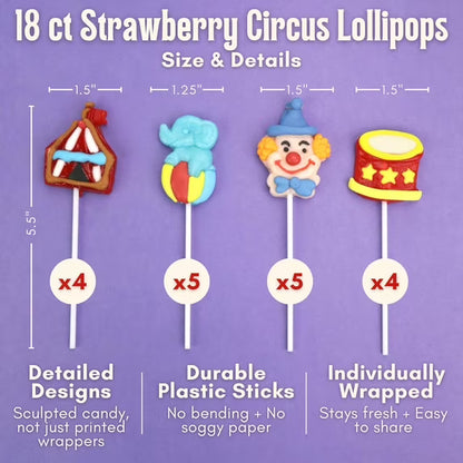 Circus Lollipops, Carnival Candy, 18 Count, 7.62 Ounce Box