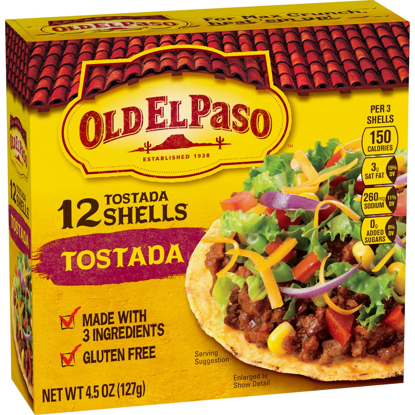 (10 pack) Old El Paso Tostada Shells, Gluten Free, Meal Prep, 12 Ct, 4.5 oz