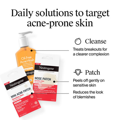 Neutrogena Sensitive Skin Pimple Patches, Hydrocolloid Patches, Acne Treatment, 2 Sizes, 80 Count