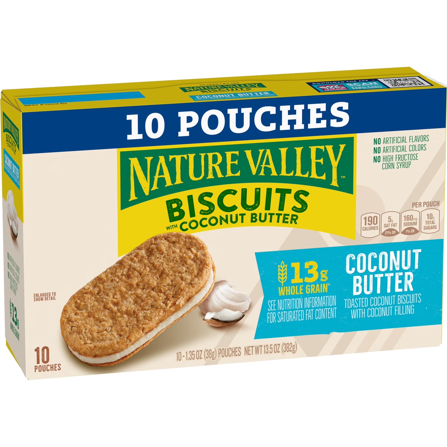 Nature Valley Biscuit Sandwiches, Coconut Butter, Snack Bars, 10 Bars, 13.5 oz