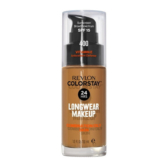 Revlon ColorStay Liquid Foundation Makeup, Matte Finish, Combination/Oily Skin, SPF 15, 400 Caramel, 1 fl oz