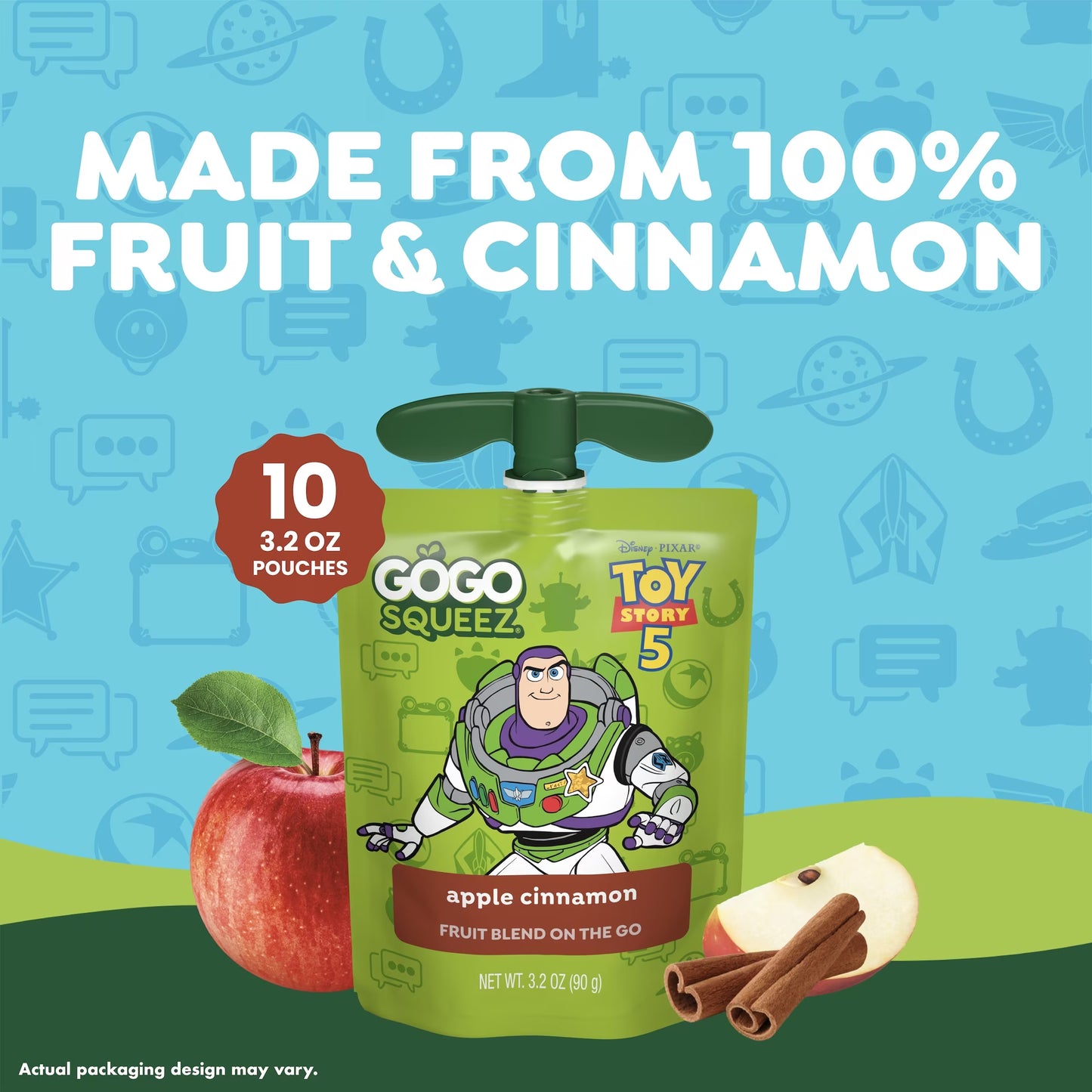 GoGo squeeZ No Sugar Added Apple Cinnamon Applesauce & Fruit Puree Pouches, 3.2 oz (10 Pack)