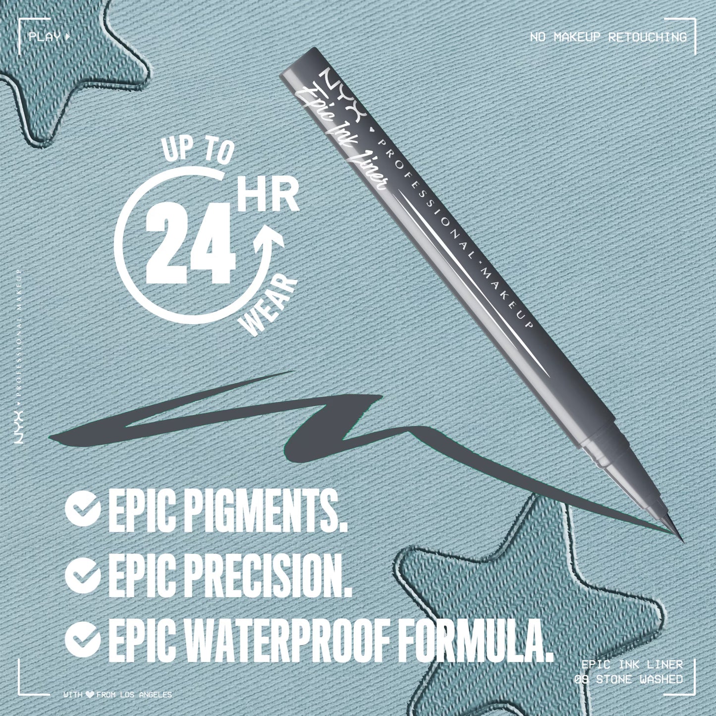 NYX Professional Makeup Epic Ink Liquid Eyeliner Matte Finish, Stone Washed, 0.03 fl oz