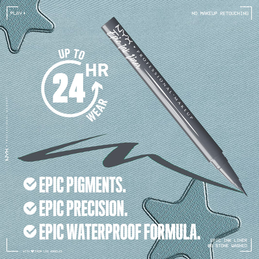 NYX Professional Makeup Epic Ink Liquid Eyeliner Matte Finish, Stone Washed, 0.03 fl oz