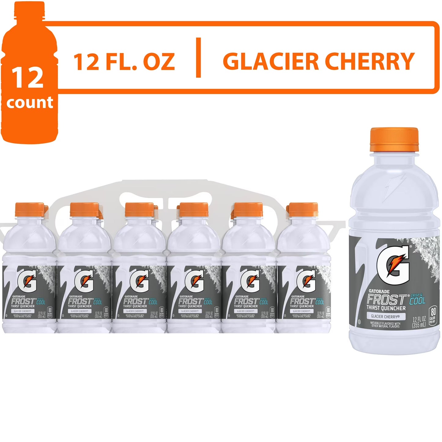 Gatorade Frost Thirst Quencher Glacier Cherry Sports Drinks, 12 fl oz, 12 Count Bottles