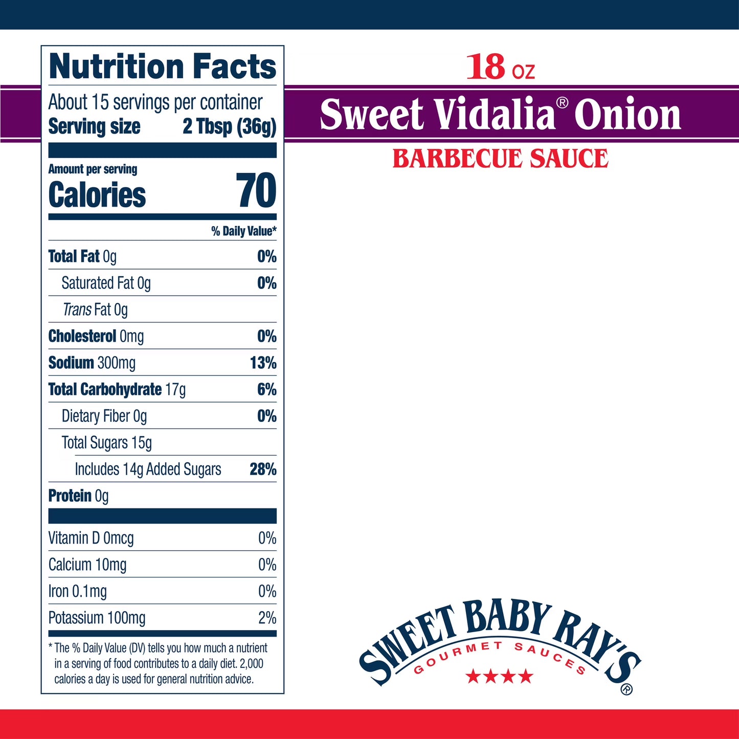 Sweet Baby Ray's Sweet Vidalia Onion Barbecue Sauce 18 oz